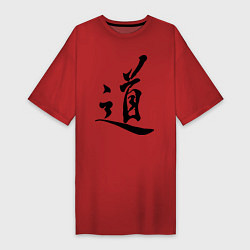 Футболка женская-платье Иероглиф Дао, цвет: красный