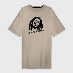 Футболка женская-платье Bob Marley: Don't worry, цвет: миндальный