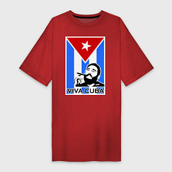 Футболка женская-платье Fidel: Viva, Cuba!, цвет: красный