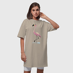 Футболка женская-платье Гордый фламинго, цвет: миндальный — фото 2