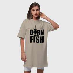 Футболка женская-платье Born to fish, цвет: миндальный — фото 2