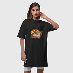Футболка женская-платье Мопс-пицца, цвет: черный — фото 2