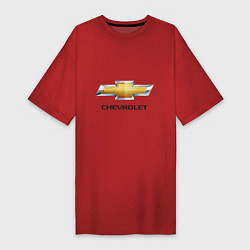 Футболка женская-платье Chevrolet логотип, цвет: красный