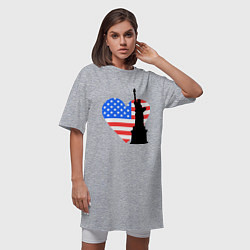 Футболка женская-платье Люблю Америку, цвет: меланж — фото 2