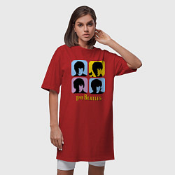 Футболка женская-платье The Beatles: pop-art, цвет: красный — фото 2