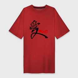 Футболка женская-платье Китайский символ любви (love), цвет: красный