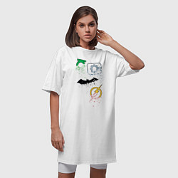 Футболка женская-платье Логотипы Justice League, цвет: белый — фото 2