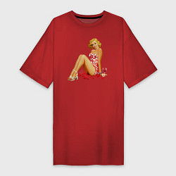 Футболка женская-платье Retro PinUp Girl, цвет: красный