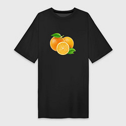 Футболка женская-платье Апельсины, цвет: черный