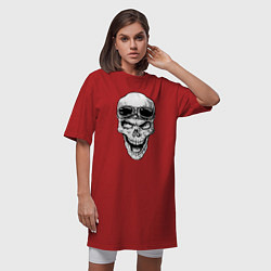 Футболка женская-платье Skull and glasses, цвет: красный — фото 2