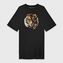 Футболка женская-платье Тигр Tiger, цвет: черный