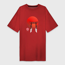 Футболка женская-платье Япония, цвет: красный