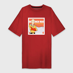 Футболка женская-платье Сайтама One Punch Man, цвет: красный