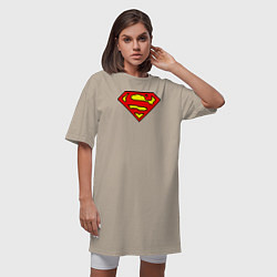 Футболка женская-платье Superman 8 bit, цвет: миндальный — фото 2