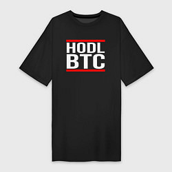 Футболка женская-платье БИТКОИН BITCOIN HODL BTC, цвет: черный