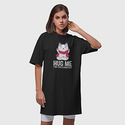 Футболка женская-платье Hug Me Im Vaccinated, цвет: черный — фото 2