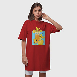 Футболка женская-платье Пикачу в лимонаде, цвет: красный — фото 2