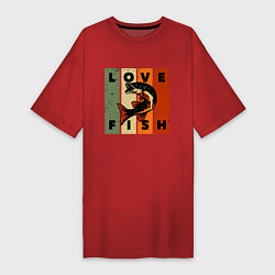 Женская футболка-платье Love fish Люблю рыбу