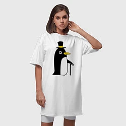 Футболка женская-платье Пингвин в шляпе, цвет: белый — фото 2
