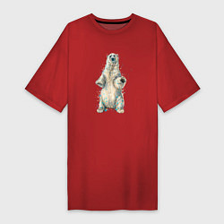 Футболка женская-платье Белый медведь, цвет: красный