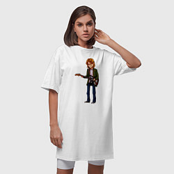 Футболка женская-платье Курт Кобейн, Cartoon Art, цвет: белый — фото 2