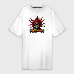 Женская футболка-платье Элизиум череп с табличкой