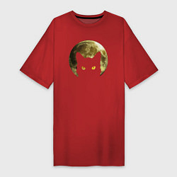 Футболка женская-платье Space Cat, цвет: красный