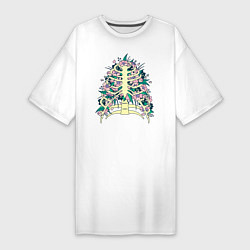 Женская футболка-платье Грудная клетка с цветами