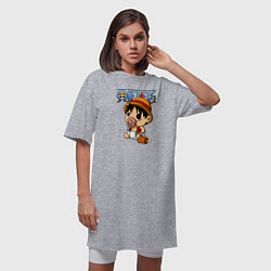 Футболка женская-платье Малыш Луффи One Piece, цвет: меланж — фото 2