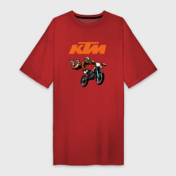 Футболка женская-платье KTM МОТОКРОСС Z, цвет: красный