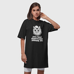 Футболка женская-платье Cats Rule, цвет: черный — фото 2
