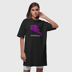 Футболка женская-платье Карта - Армения, цвет: черный — фото 2