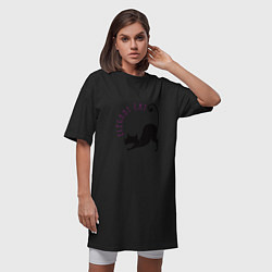 Футболка женская-платье Кошка и потягушки, цвет: черный — фото 2