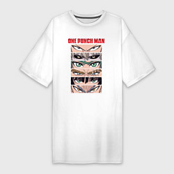 Футболка женская-платье Взгляды главных героев One Punch-Man, цвет: белый