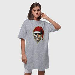 Футболка женская-платье Santa Skull, цвет: меланж — фото 2