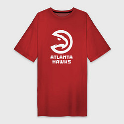 Футболка женская-платье Атланта Хокс, Atlanta Hawks, цвет: красный