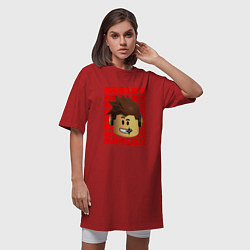 Футболка женская-платье ROBLOX RED LOGO LEGO FACE, цвет: красный — фото 2