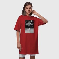Футболка женская-платье Стефен Карри, живое фото, цвет: красный — фото 2