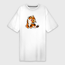 Женская футболка-платье Смешной тигренок