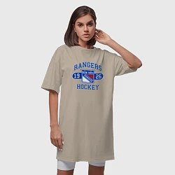 Футболка женская-платье Нью Йорк Рейнджерс, New York Rangers, цвет: миндальный — фото 2