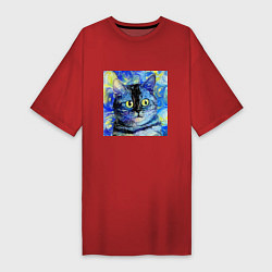 Женская футболка-платье Кот ван Гога Настроение