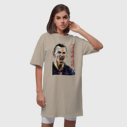 Футболка женская-платье Zlatan Ibrahimovich - striker, Milan, цвет: миндальный — фото 2