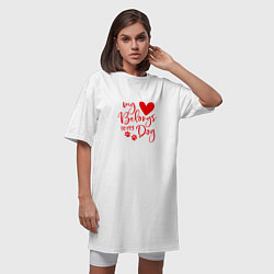 Футболка женская-платье День святого Валентина любовь для двоих сердец, цвет: белый — фото 2