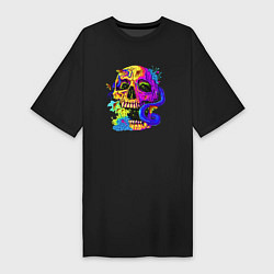 Футболка женская-платье Art skull!, цвет: черный