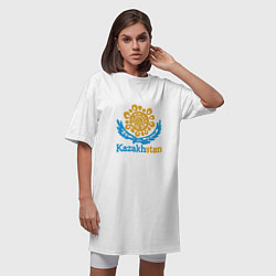 Футболка женская-платье Казахстан - Kazakhstan, цвет: белый — фото 2