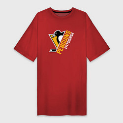Футболка женская-платье Pittsburgh Penguins Питтсбург Пингвинз, цвет: красный