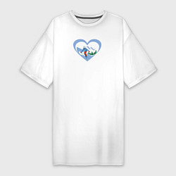 Женская футболка-платье Сноубординг В Сердце!
