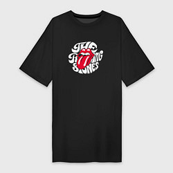 Футболка женская-платье Rolling Stones, Роллинг Стоунз, цвет: черный