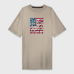 Футболка женская-платье System of a Down Флаг США, цвет: миндальный