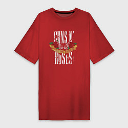 Футболка женская-платье Guns N Roses Рок группа, цвет: красный